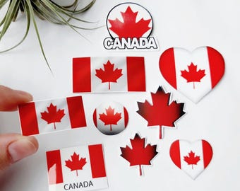 Canada Day Mini Maple Leaf Flag Vinyl Stickers, Hand Cut Weatherproof Labels for Bullet Journaling, Choose your Set, Canadian Pride Decals