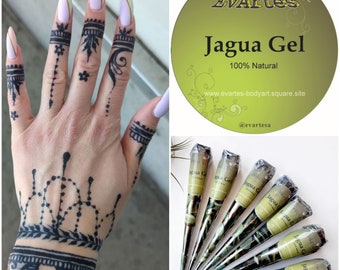 Natural Jagua Gel Cones for your DIY Mehndi Henna at Home, Organic Dark Stain, Fresh Jagua Fruit Juice Ink for Temporary Body Art Tattoos