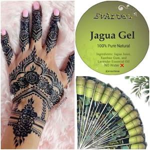 Natural Jagua Gel Cones for your DIY Mehndi Henna at Home, Organic Dark Stain, Fresh Jagua Fruit Juice Ink for Temporary Body Art Tattoos