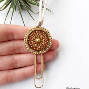 Hand Painted Colourful Mandala Bookmarks Embelished with Gems and Resin Art Finish, Jumbo Planner Clip, Boho Notebook Page Marker Accessory
