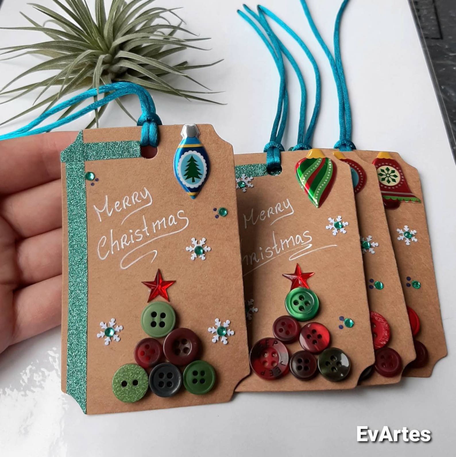 Set of 4 Snowman Buttons Christmas Gift Tags Handmade Present | Etsy