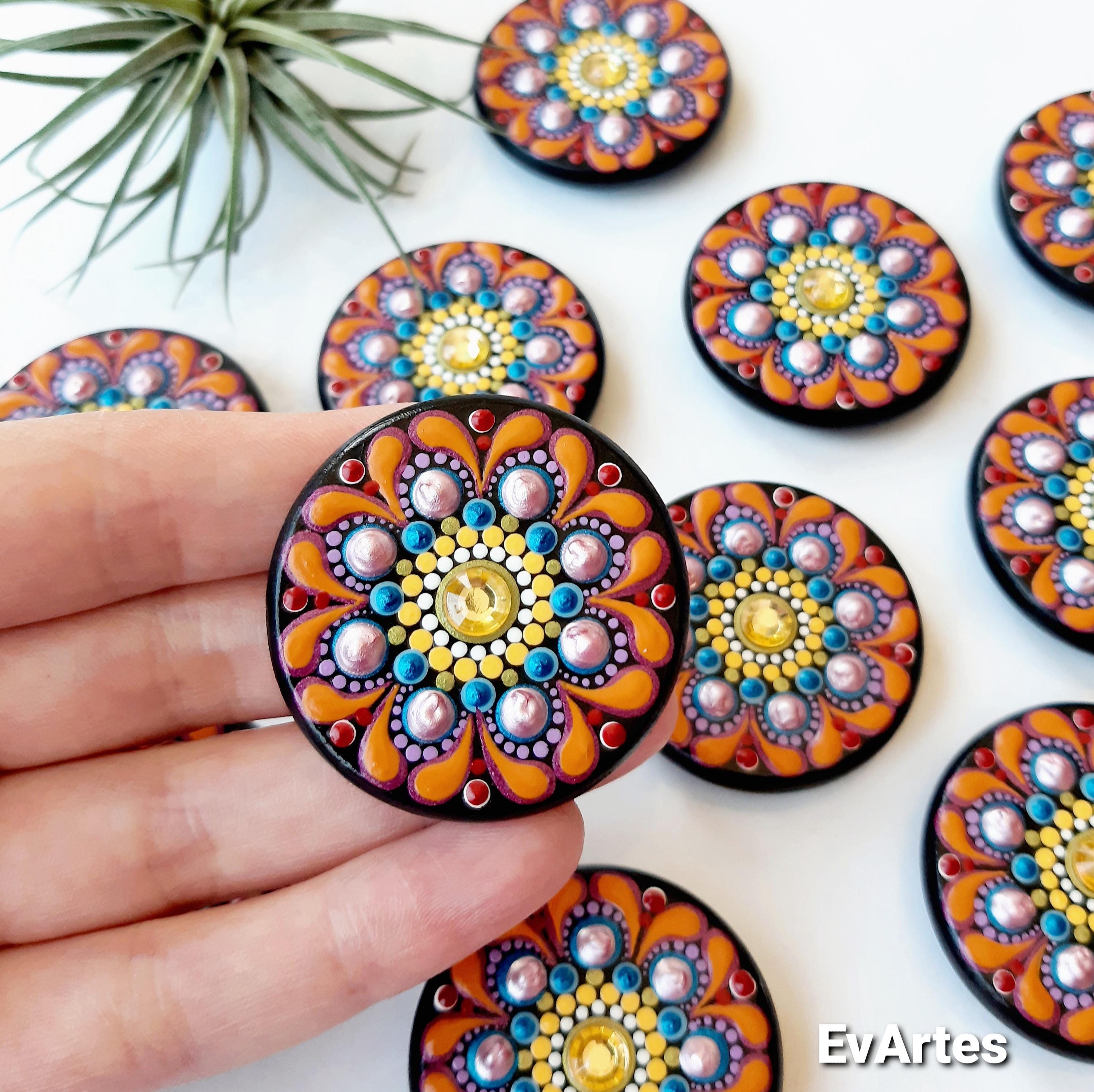 Hand Painted Mini Mandala Rainbow Wooden Fridge Magnets