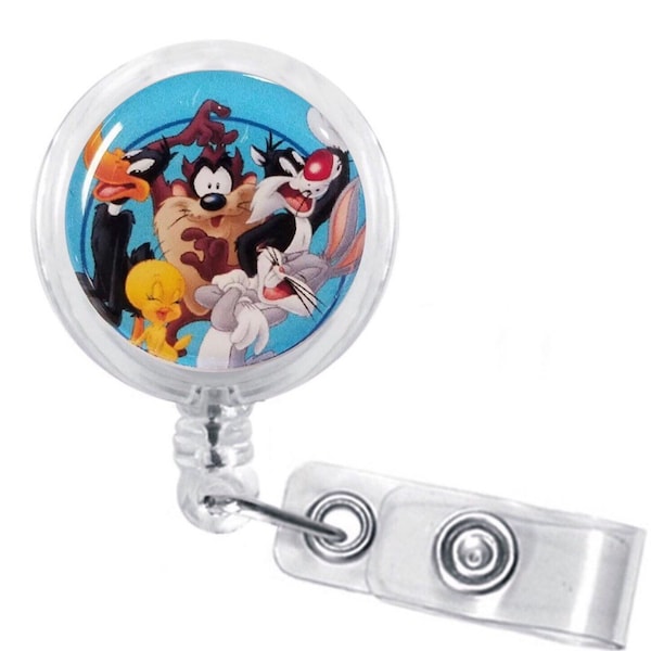 Looneys Tune Bugs the Bunny, Daffy Ducks, Tweety Birds, Silvesters, Taz the Devil and friends Badge Reel Name ID Holder
