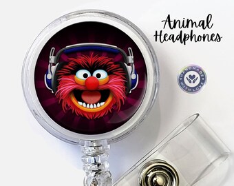 Muppets Animal Headphones Badge Reel, Gifts for Gamers Animal Retractable Badge Reel, Best Friends, Swivel Nurse Badge Reel, Name ID Holder