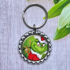 The Grinchi Key Fob Keychain, How The Grinchi Christmas, Keyring, Stocking Stuffers, Gift exchange  friends and family,  gifts under 10