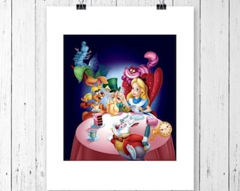 Disney Alicia en el país de las maravillas, decoración de arte de pared, tamaño de impresión 8.5 x 11", sin marco, habitación, guardería, estudio, oficina, regalos para niños