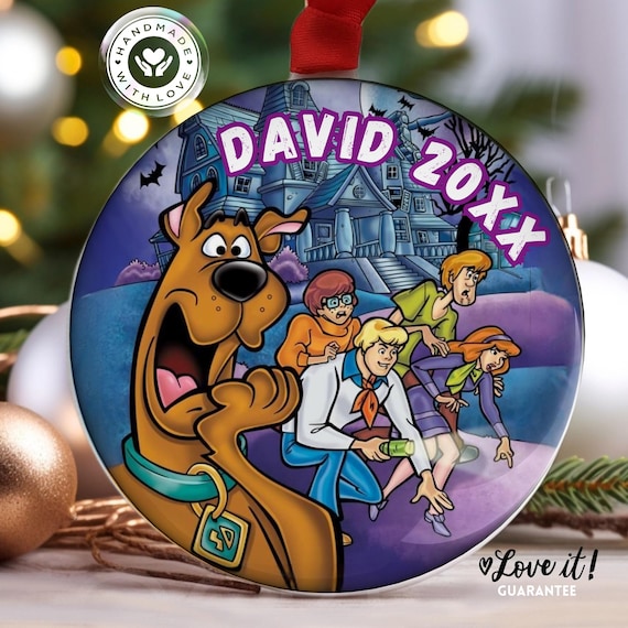 Mystery Machines Personalized Ornaments, Custom Gift for ScoobyDoo Fans, Handmade, Personalized Names and Year Optional, Durable Acrylic