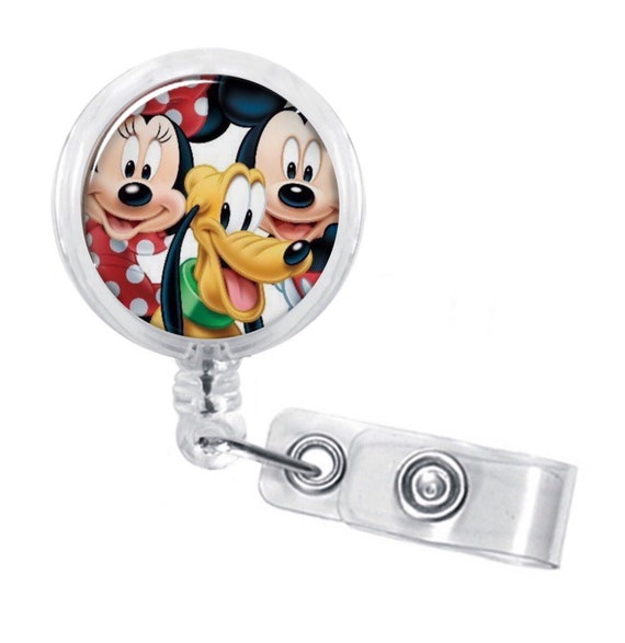 Disney Minnie Mouse, Pluto, Mickey Mouse Badge Reel Name ID Holder