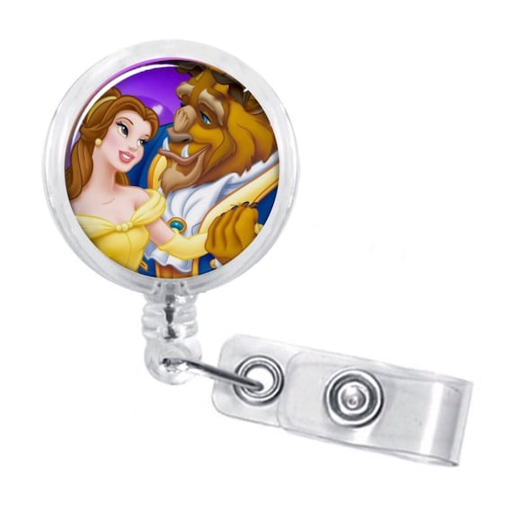 Disney Beauty and the Beast Badge Reel Name ID Holder, Badge for