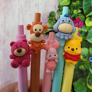 Disney Winnie Pooh Pens Set of 5 pens Winnie Pooh Tigger Piglet Eeyore Bear Gift Friends Retractable Character Autograph DCL Fish Extender image 5