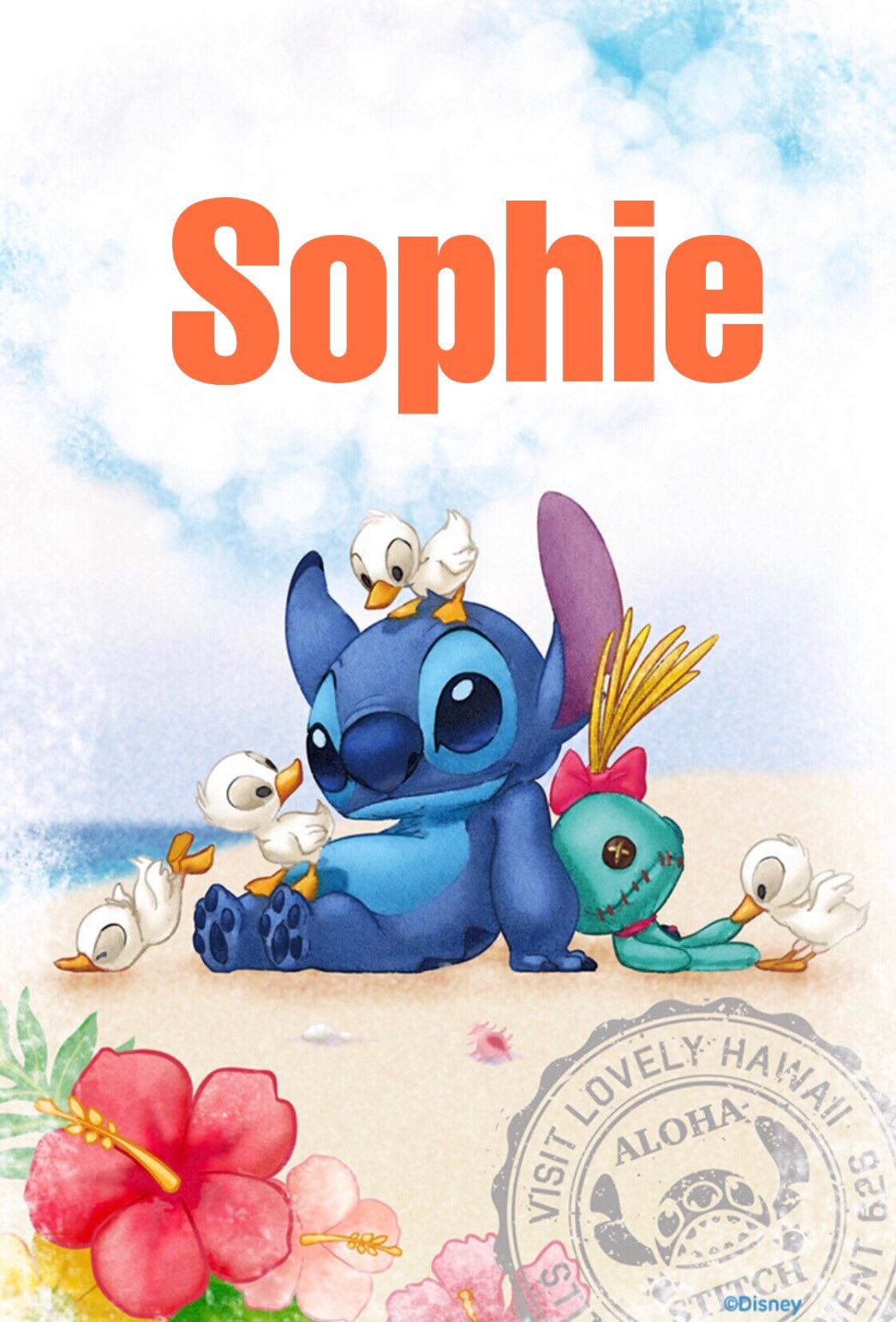 Personalized Name Disney Stitch Wall Art Decor Color Print Etsy