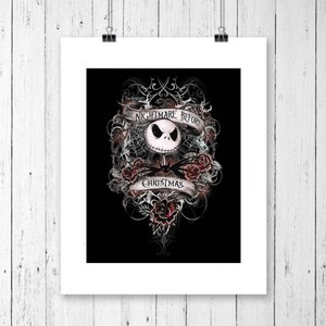 The Night Before Christmas, Tim Burton’s Jack Skellington Wall Art Decor,  Print Size 8.5 x 11&quot; unframed, Room, Nursery, Studio, Office