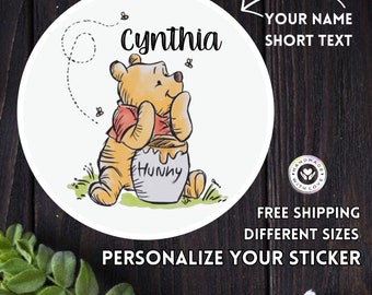 Personalized Winnie the Pooh Sticker Custon Name Decal Different Sizes Vinyl Sticker, Funny Sticker, Water Bottle Decal, Tumbler Sticker