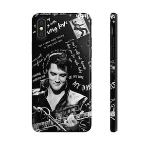 Elvis Presley iPhone Hülle, Langlebig, Schützendes Custom Design, Schwarz und Weiß mit Songtext