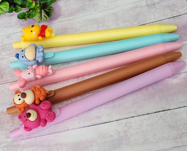 Disney Winnie Pooh Pens Set of 5 pens Winnie Pooh Tigger Piglet Eeyore Bear Gift Friends Retractable Character Autograph DCL Fish Extender image 7