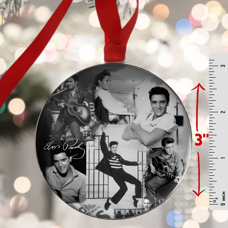 Elvis Presley Ornament, Black and White Collage of Pictures and ...