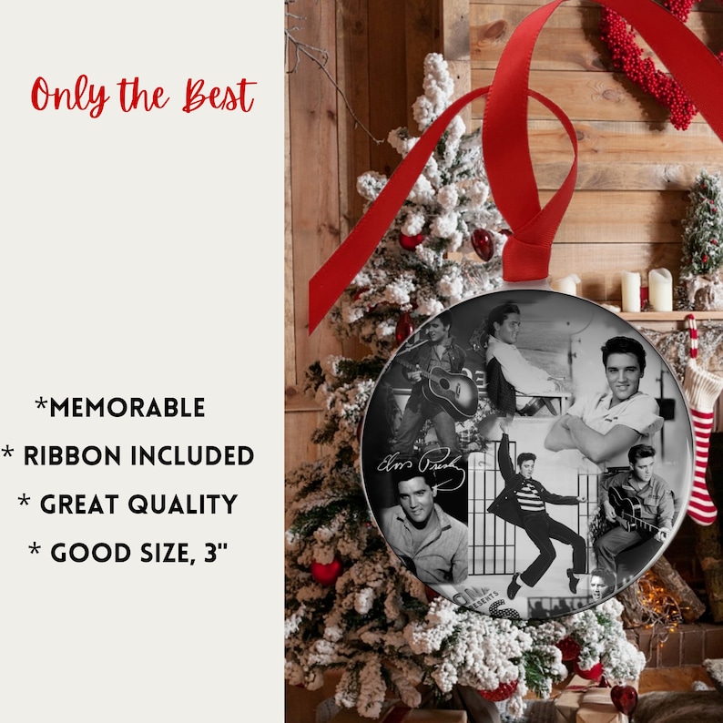 Elvis Presley Ornament, Black and White Collage of Pictures and ...