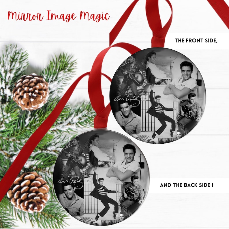 Elvis Presley Ornament, Black and White Collage of Pictures and ...