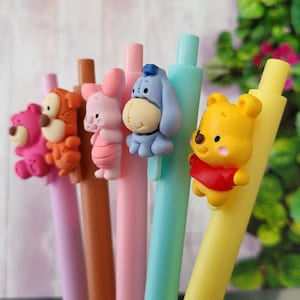 Disney Winnie Pooh Pens Set of 5 pens Winnie Pooh Tigger Piglet Eeyore Bear Gift Friends Retractable Character Autograph DCL Fish Extender image 4