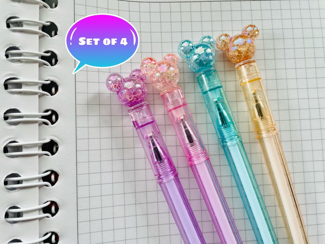Disney Mickey Ears Crystal, Set of 4 Pens Minnie Mouse Ears, Gel