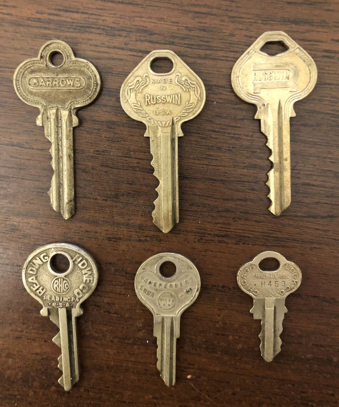LOT 6 Vintage BRASS Keys Chicago Lock Co Russwin vassar Etsy