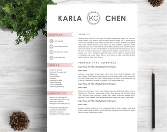 Monogram CV-sjabloon voor Word & Mac Pages (digitale download)