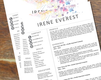 Bundel met creatieve cv-sjablonen: sollicitatiebrief en referenties (digitale download)
