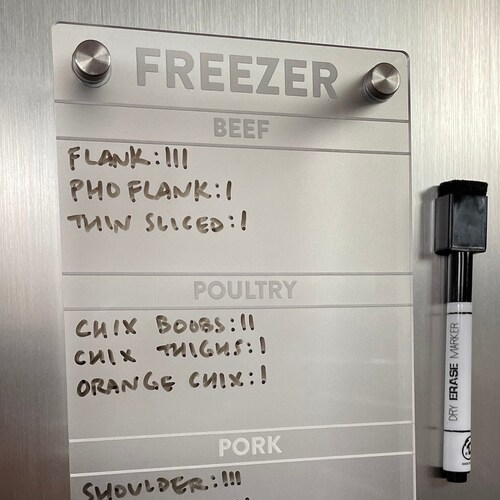 Dryerase Freezer Board for Inventory Tracking Etsy