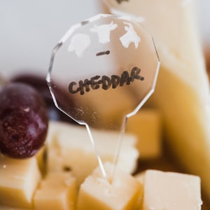 Reusable Dry-Erase Cheese Labels for Charcuterie Boards, Wine Tastings, and Food Allergy Markers