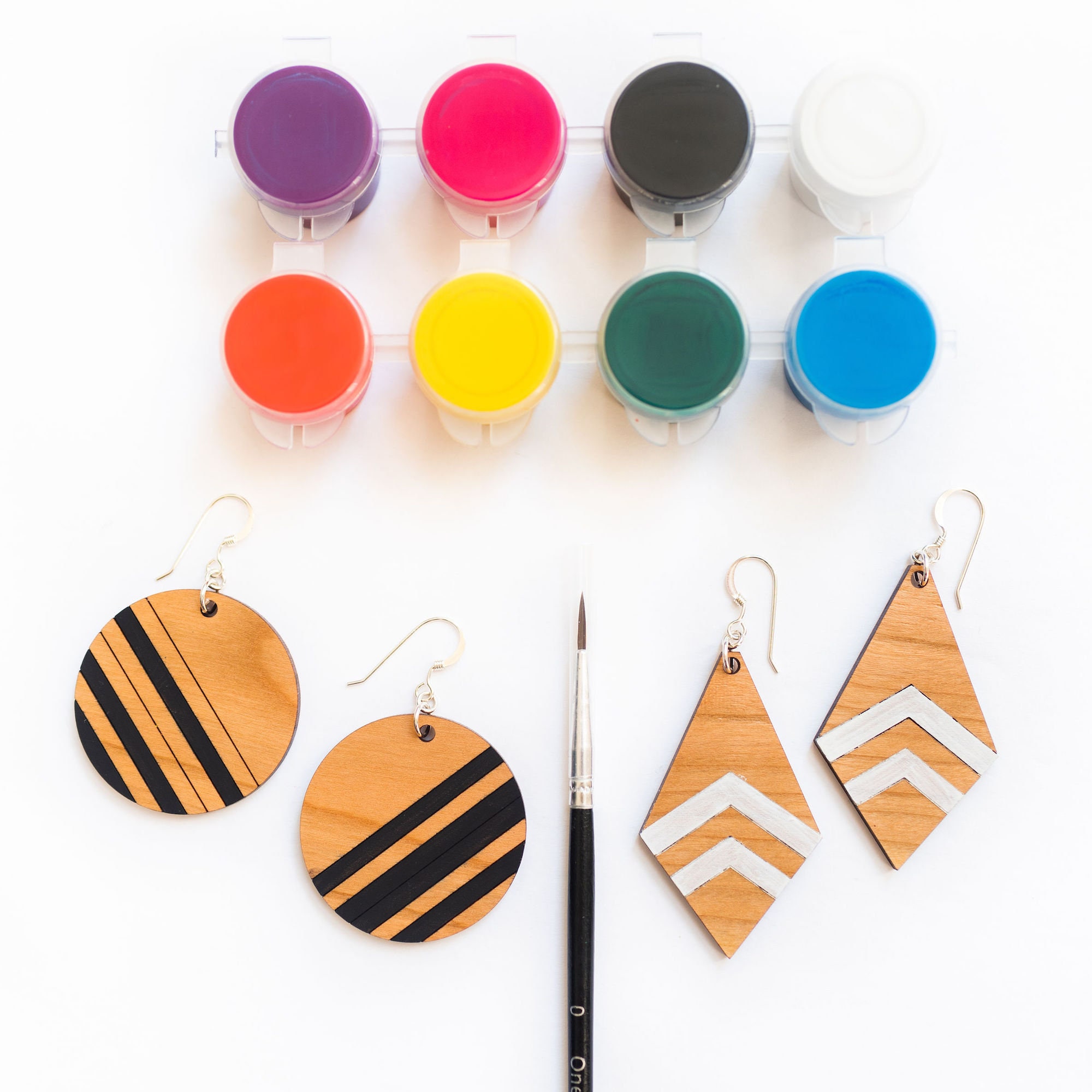 DIY Earring Kit Paint Your Own Wood Earrings Earrings Kit Etsy