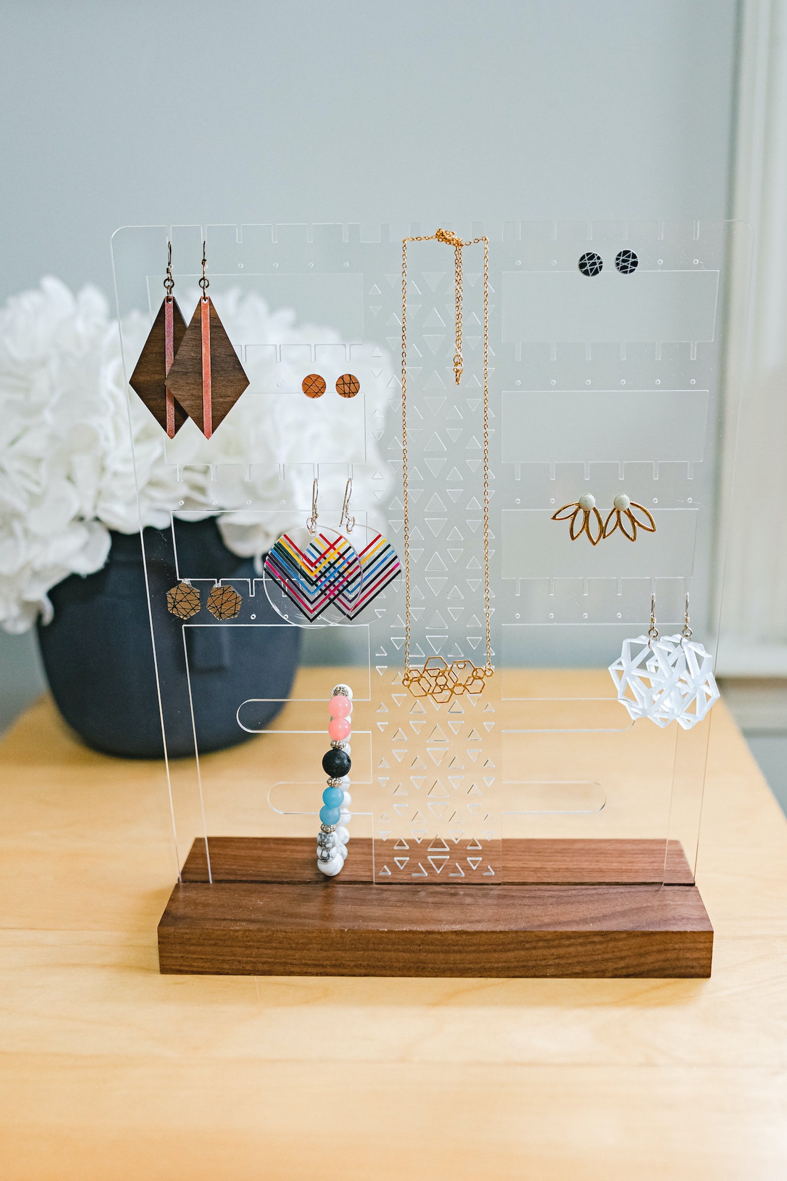 Tabletop Acrylic Jewelry Organizer Earring Frame Jewelry Etsy