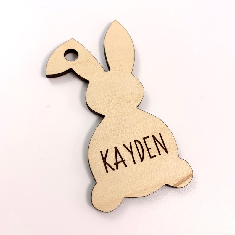 Easter Basket Tags: Personalized Easter Basket Tag One Ear Down Maple Wood