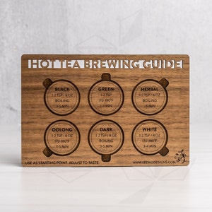 Unique Tea Brewing Chart Wood Fridge Magnet - Fun Kitchen Decor Gift