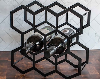 Wine Rack Countertop - 8 Bottle Industrial Wine Rack