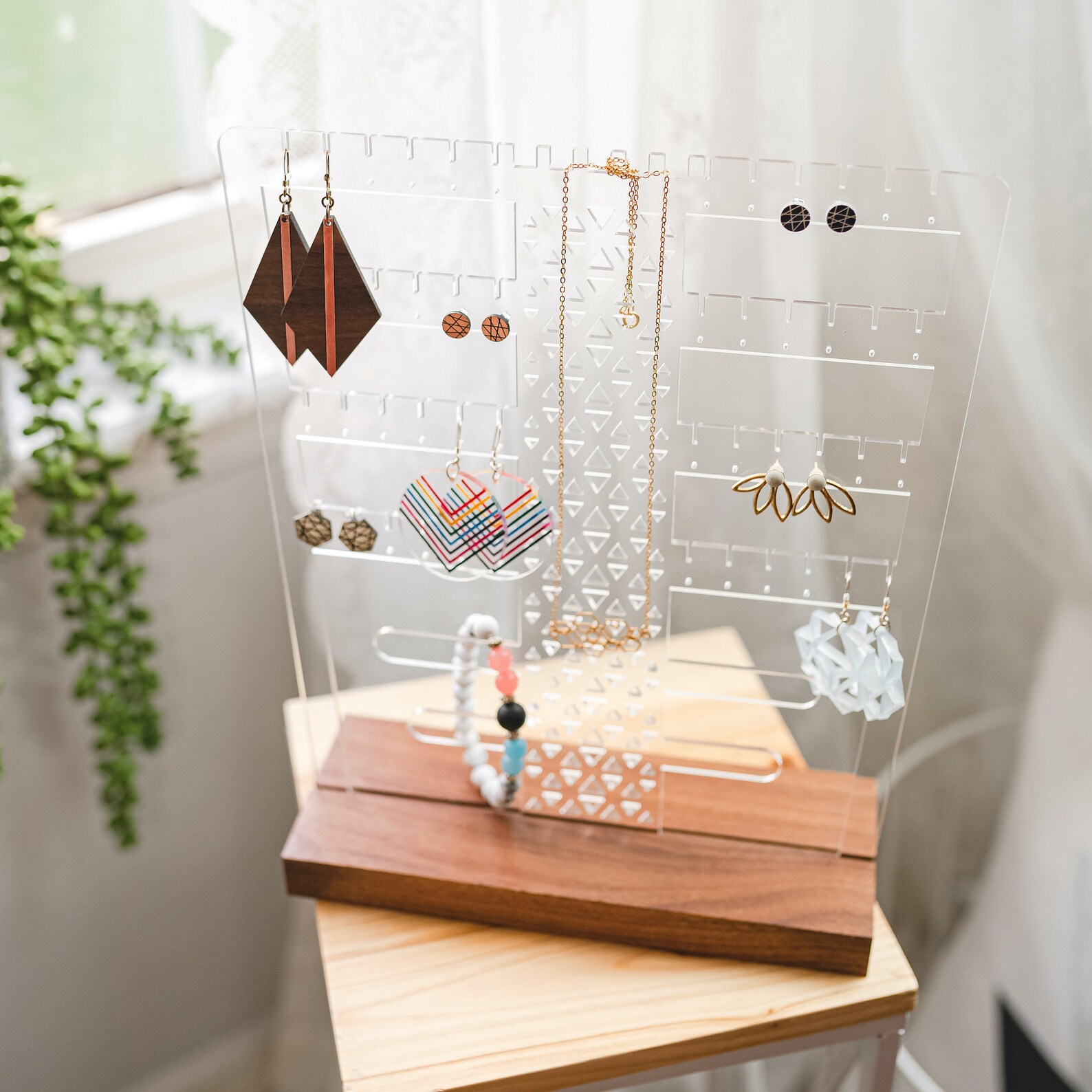 Tabletop Acrylic Jewelry Organizer Earring Frame Jewelry Etsy