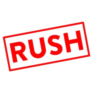 May include: Red rectangular stamp with the word "RUSH" in white letters.