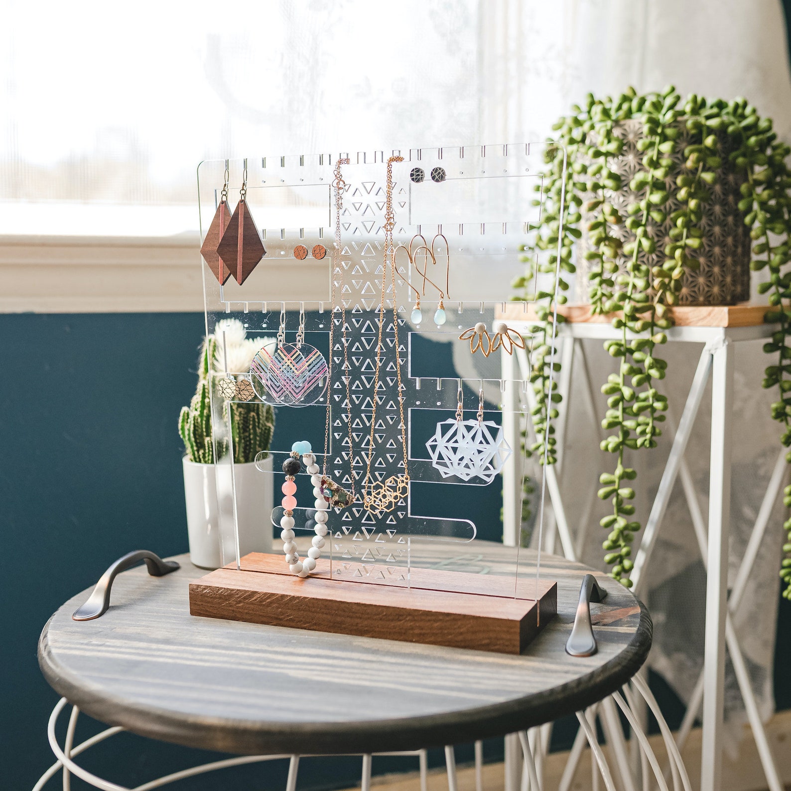 Tabletop Acrylic Jewelry Organizer Earring Frame Jewelry Etsy