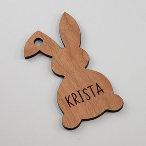 Easter Basket Tags: Personalized Easter Basket Tag One Ear Down Cherry Wood
