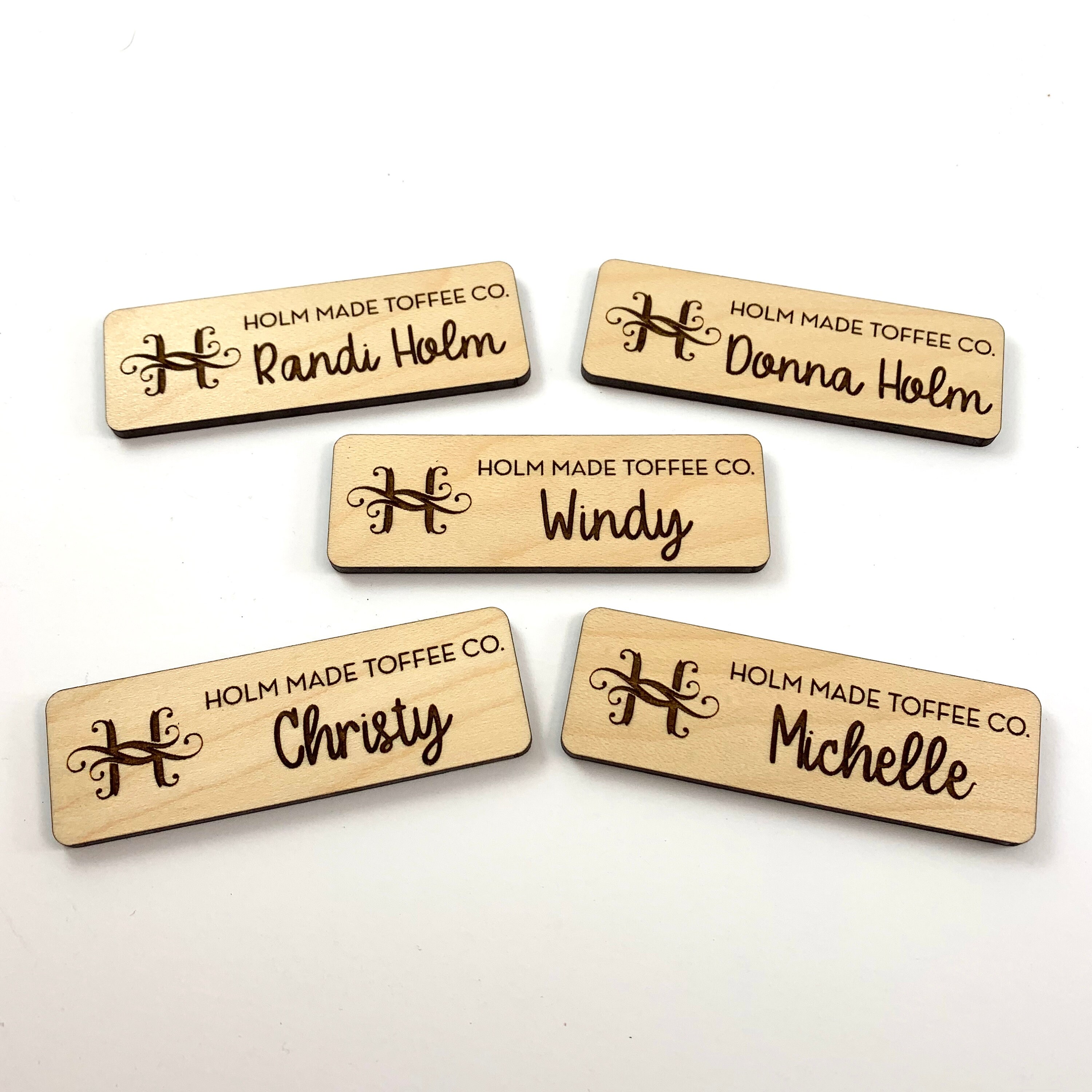 Custom Engraved Wooden Name Tags Etsy