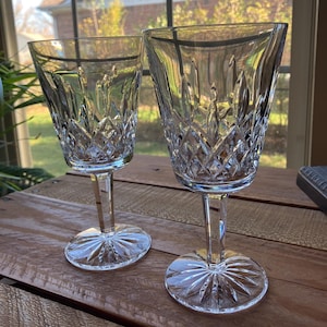 Waterford Crystal Lismore Water Goblets Wine Glasses 7&quot;, Price per Pair