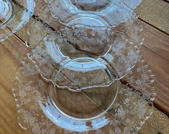 Cambridge Rose Point Bread Plate: Etched Crystal Glassware, 6 Inch