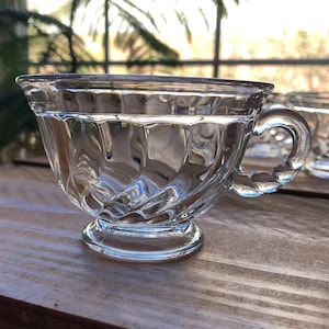 6 Fostoria Glass Colony Flared Footed Punch Cups Swirled Vintage Glassware