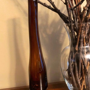 Krosno, Handcrafted in Poland, 12” Java Brown Bud Vase Blown Glass