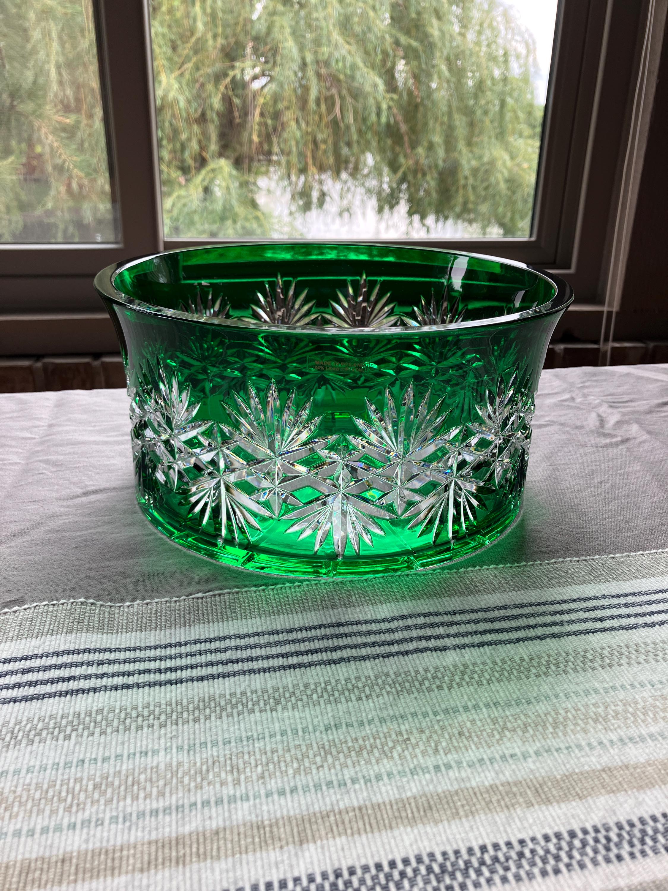 切子 ガラスボウル グリーン クリスタル Vintage Green Crystal Bowl - Etsy