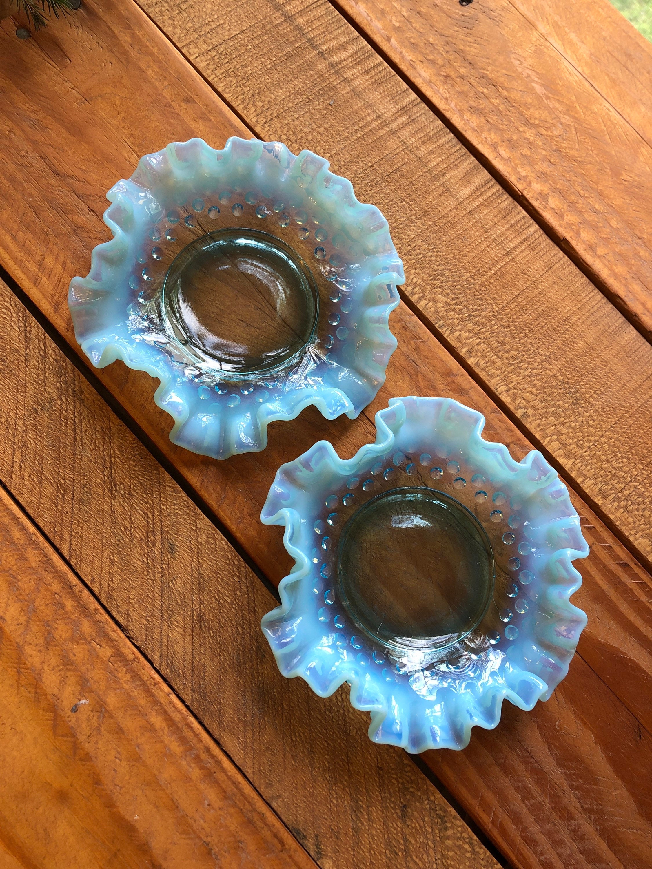 Fenton Blue Opalescent Hobnail Bowls - Etsy