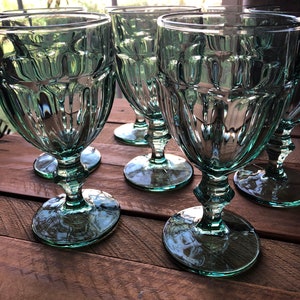 Gibraltar by Libbey Pair of Spanish Green Water Goblets