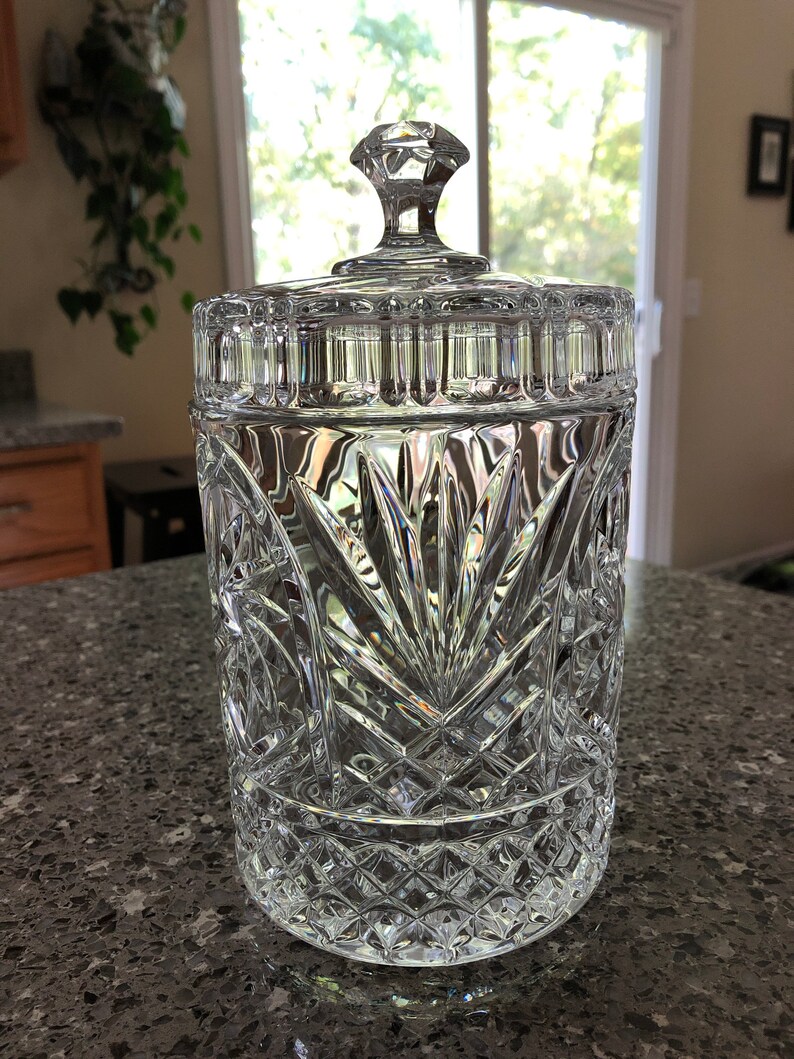 Lead Crystal Biscuit Barrel Cookie Jar Star & Arch Etsy