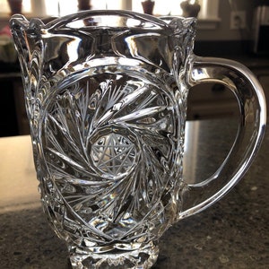 Royal Pinwheel Avitra American Brilliant Period ABP Cut Footed Pitcher made in Bulgaria