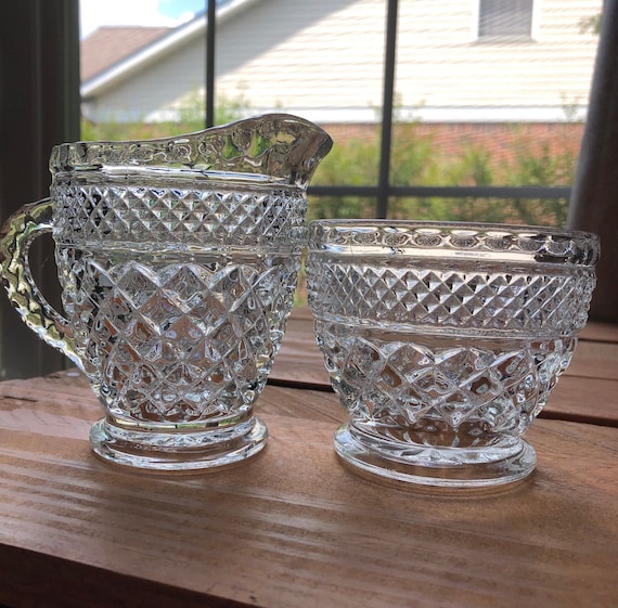 Wexford Sugar & Creamer Set Anchor Hocking Glass Vintage