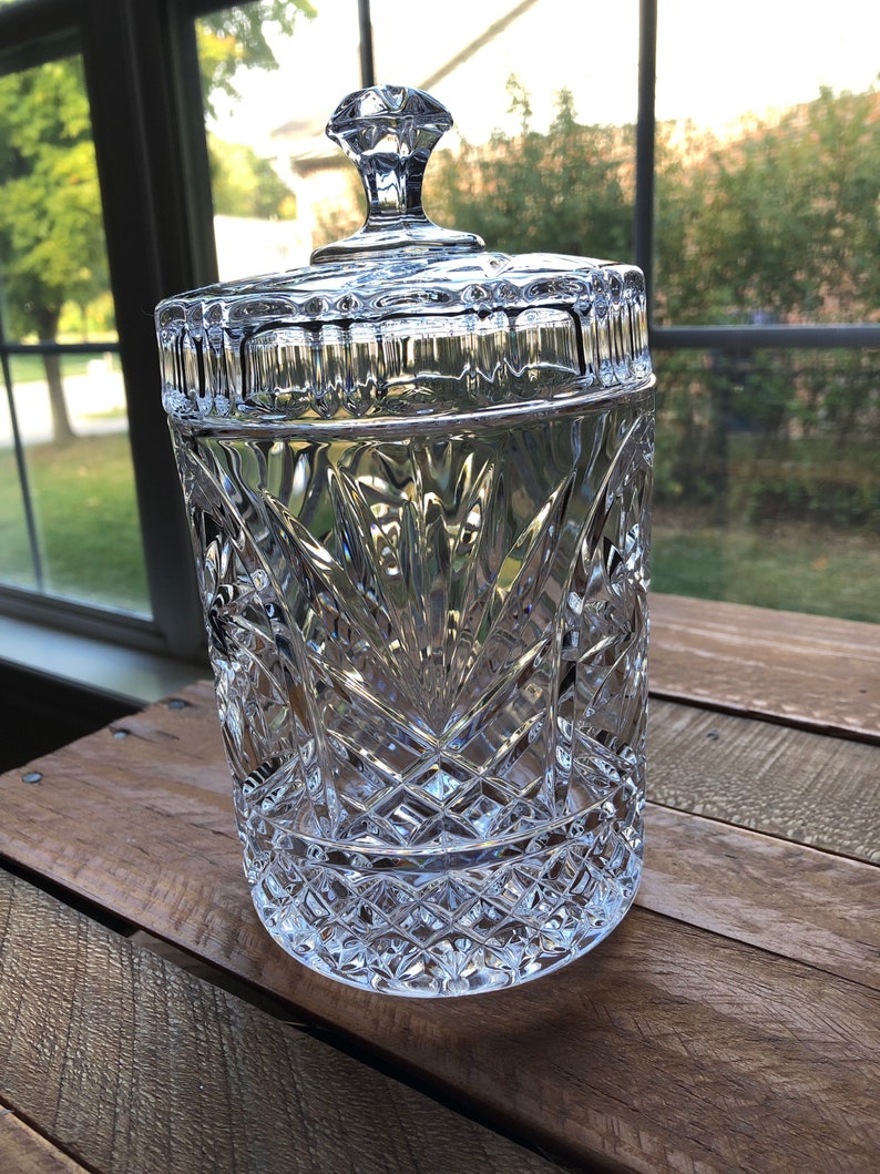 Lead Crystal Biscuit Barrel Cookie Jar Star & Arch Etsy